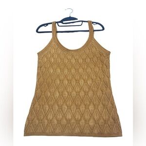 White House Black Market Diamond Stitch Sweater Tank In Gold, Knit Camisole